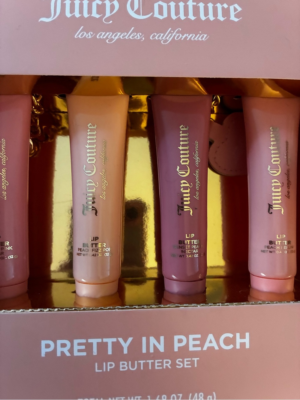 Juicy Couture Pretty in peach Lip Butter Set of 4 w/ charms - Picture 6 of 6